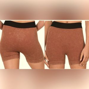 Zenana Washed Ribbed Seamless Bike Shorts